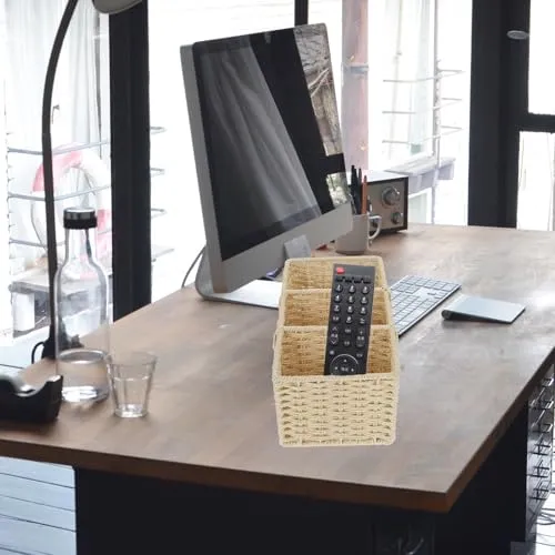 Ciieeo Aufbewahrungsbox mit 3 Fächern aus Papierseil Natürliche Optik Flacher Boden Organizer für Kleinteile und Zimmerdekoration für Schreibtisch und Schlafzimmer