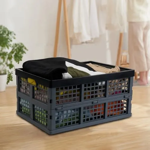 Faltbare Aufbewahrungskisten aus Kunststoff, 34 l, groß, stapelbar, faltbar, 3 Stück