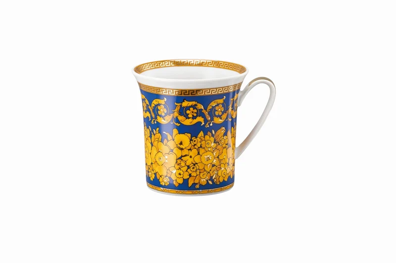 Rosenthal Versace 30 Jahre - Becher mit Deckel 'Floralia Blue - 2000'