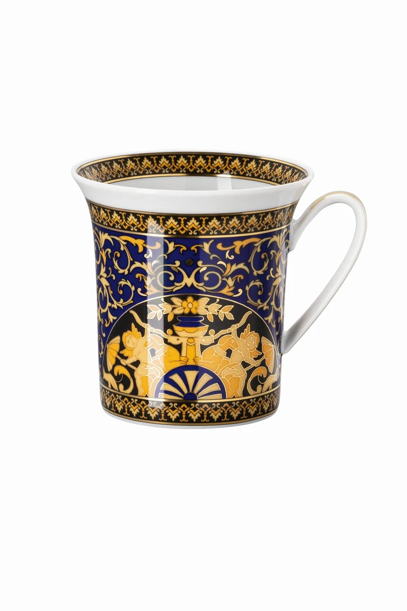 Rosenthal Versace 30 Jahre - Becher mit Deckel 'Medusa blau - 2001'