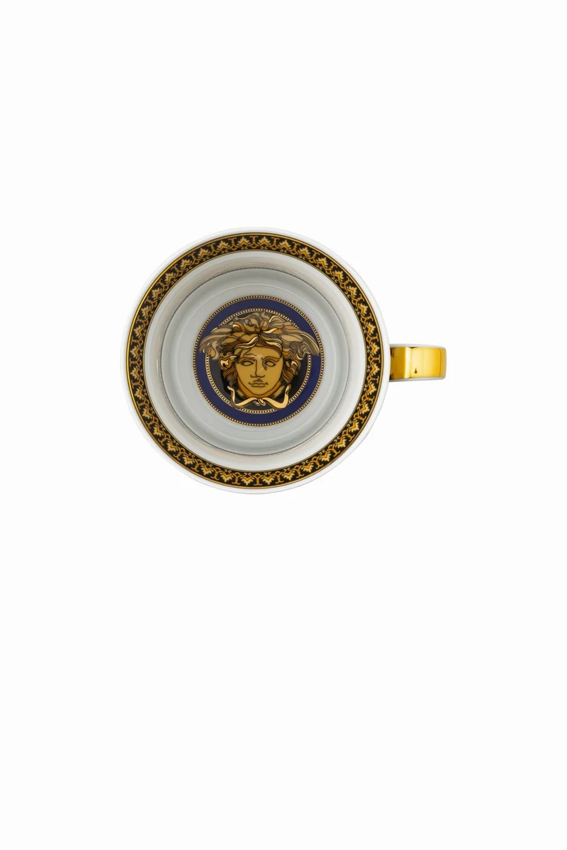 Rosenthal Versace 30 Jahre - Becher mit Deckel 'Medusa blau - 2001'