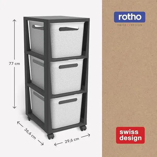 Rotho Brisen Schubladen Organizer Schubladenbox 3 x 16 L Rollcontainer Weiß