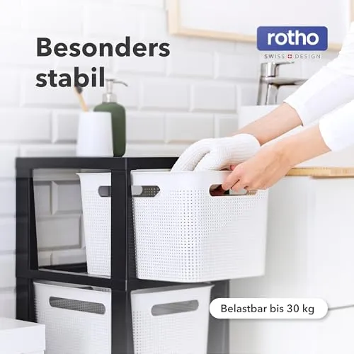 Rotho Brisen Schubladen Organizer Schubladenbox 3 x 16 L Rollcontainer Weiß
