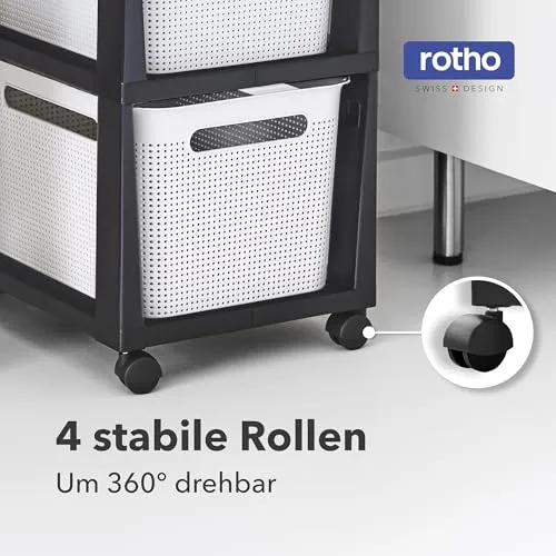 Rotho Brisen Schubladen Organizer Schubladenbox 3 x 16 L Rollcontainer Weiß