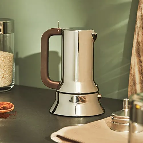 Alessi Espressomaschine 3.Tassen für Induktion Edelstahl, silber, 7 x 11.5 x 14 cm, 9090/3