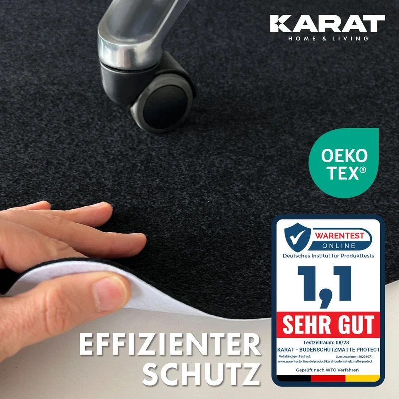 KARAT Bodenschutzmatte 100 x 120 cm, schwarz - Bürostuhl Unterlage aus Polyester, Bodenschutz, Unterlegmatte, Schutzmatte für Laminat, Parkett, Hartböden (Viking)