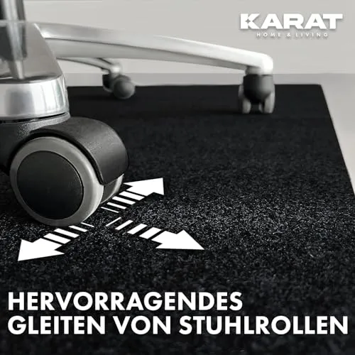 KARAT Bodenschutzmatte 100 x 120 cm, schwarz - Bürostuhl Unterlage aus Polyester, Bodenschutz, Unterlegmatte, Schutzmatte für Laminat, Parkett, Hartböden (Viking)