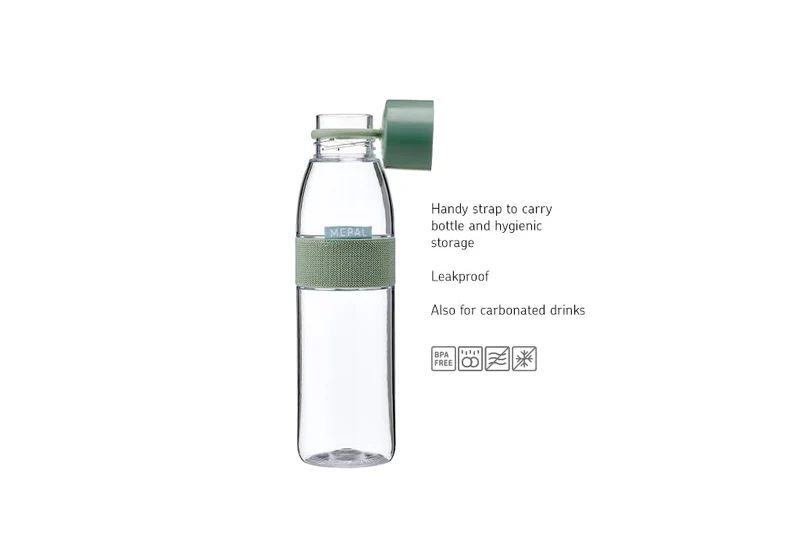 Mepal - Wasserflasche Ellipse - Wiederverwendbare Trinkflasche - Auslaufsichere - Geeignet für kohlensäurehaltige Getränke - BPA-frei - 500 ml - Nordic blue
