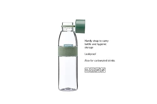 Mepal - Wasserflasche Ellipse - Wiederverwendbare Trinkflasche - Auslaufsichere - Geeignet für kohlensäurehaltige Getränke - BPA-frei - 500 ml - Nordic blue