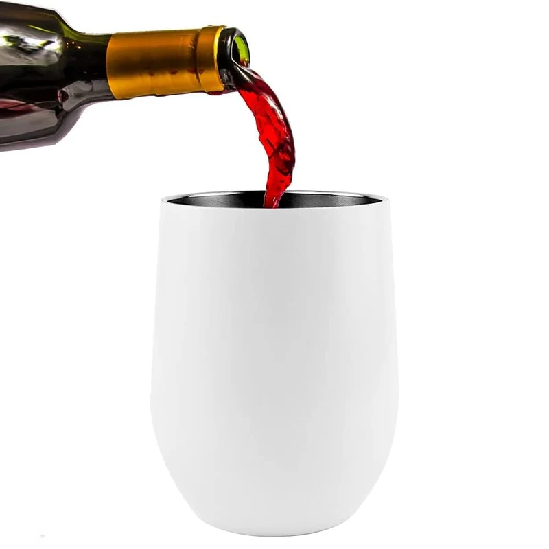 2 Stück Weinbecher Edelstahl, 12 OZ Thermotasse mit Deckel,Weinbecher To Go
