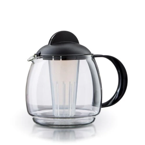 Boral 45181 Mikrowellen-Glaskanne 1,8 Liter mit Teefilter-Einsatz, schwarz