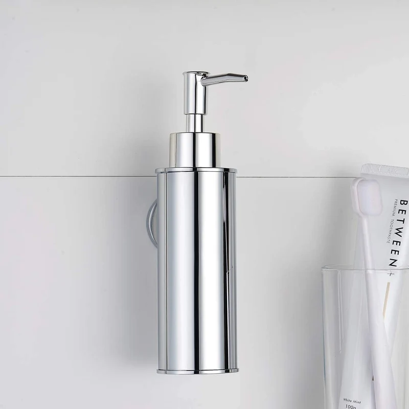 BGL Wandmontierter Seifenspender aus Edelstahl, 180 ml Flüssigseifenspender aus SUS304, ABS-Pumpkopf mit Ersatzpumpe, Chrom, für Bad und Küche