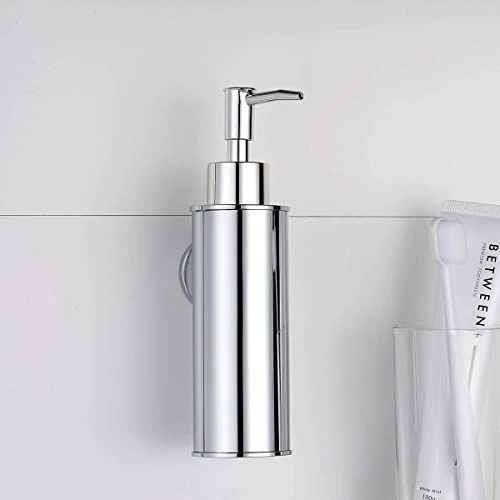 BGL Wandmontierter Seifenspender aus Edelstahl, 180 ml Flüssigseifenspender aus SUS304, ABS-Pumpkopf mit Ersatzpumpe, Chrom, für Bad und Küche
