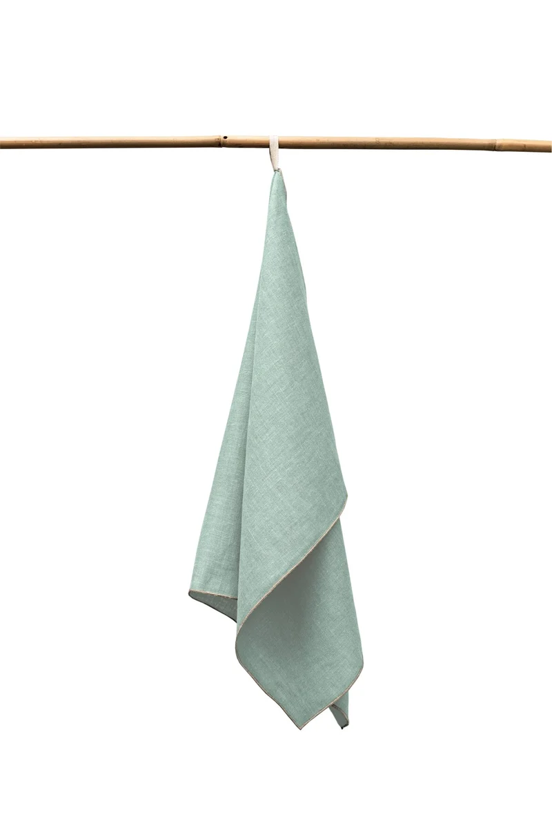 Erika Vaitkute - Geschirrtuch Vilnia mint, natur umkettelt gewaschen 50x74cm, 1 Stück