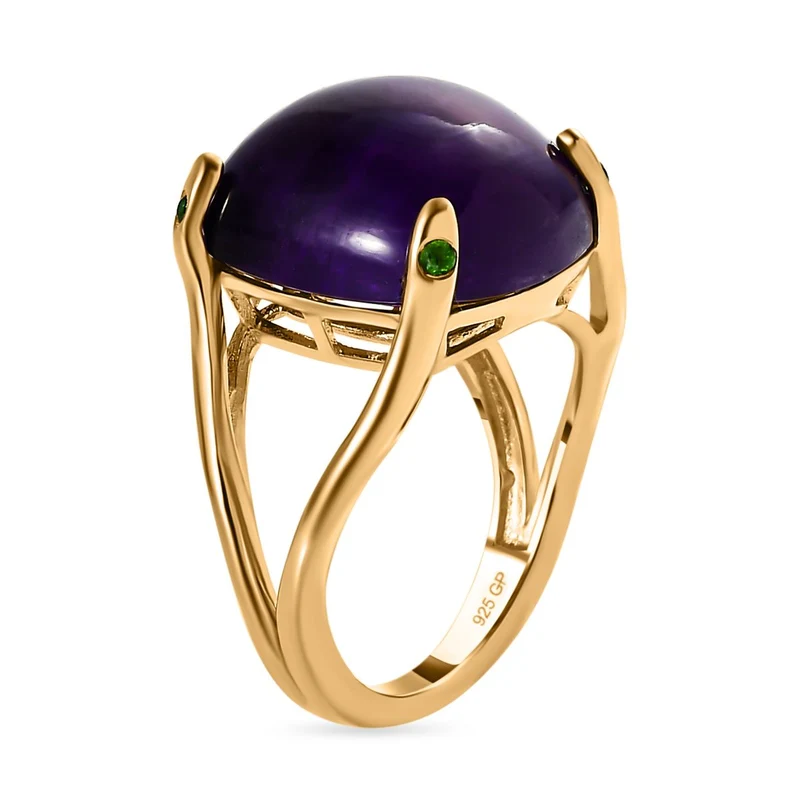 GP Spezial Kollektion - Afrikanischer Amethyst, Kanchanaburi Blauer Saphir Ringe 925 Silber Gelbgold Vermeil ca. 14.25 ct