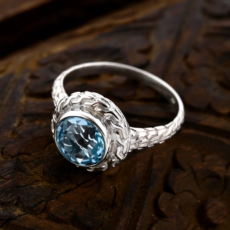 Royal Bali - Himmelblauer Topas Ring, 925 Silber ca. 3.54 ct