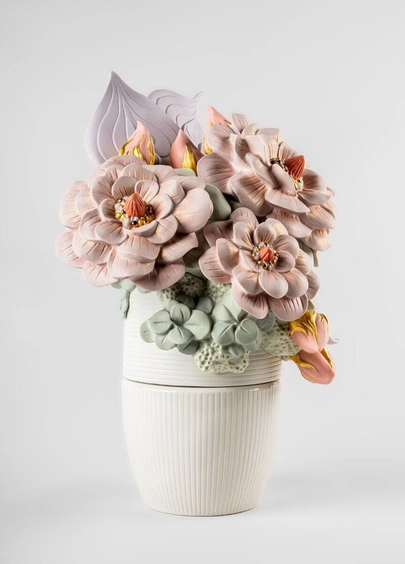 LLADRO® Vase mit Blumen - Vase with Flowers pink 44x33x30cm 01009696 2023