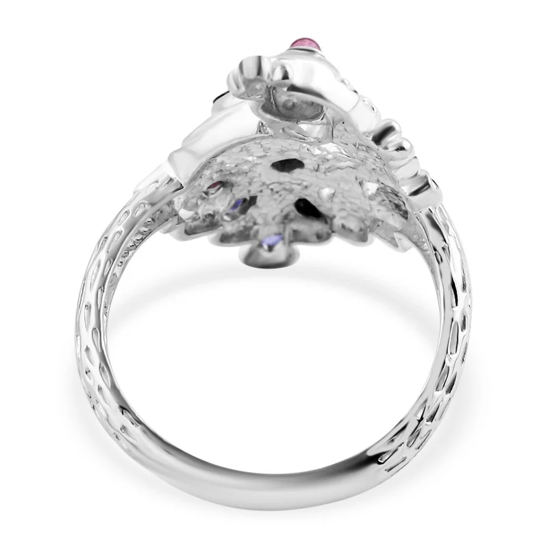 Royal Bali Natürlicher Chromdiopsid, Tansanit Ring, 925 Silber ca. 1.88 ct