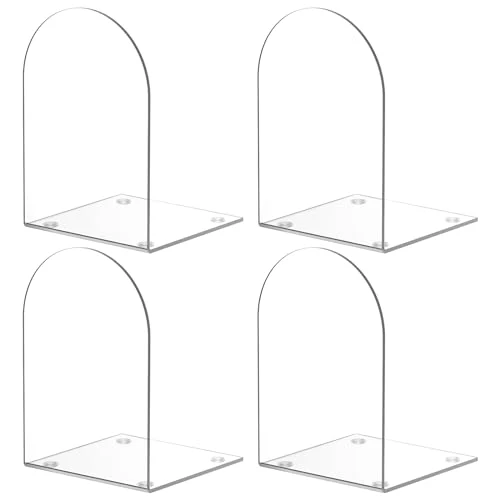 Acryl Buchstützen, 4 Stück für Regale, Bücherregale und Schreibtisch-Organizer - Klare, Transparente Stützen für Bücher und Heimbürobedarf