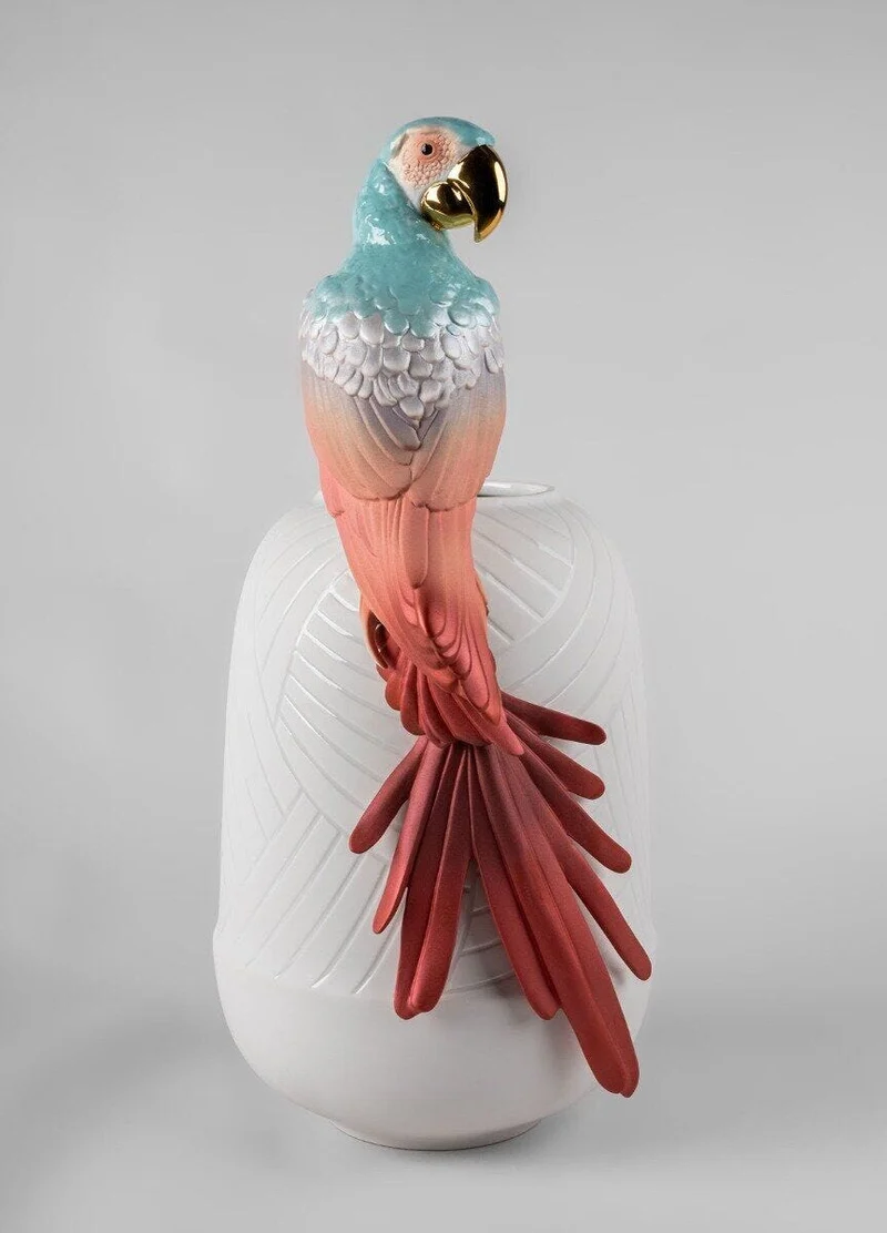 LLADRO® Macaw bird vase - Ara mit Vase rot 56x29x24cm 01009686 2023