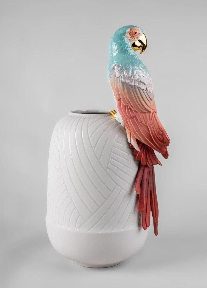 LLADRO® Macaw bird vase - Ara mit Vase rot 56x29x24cm 01009686 2023