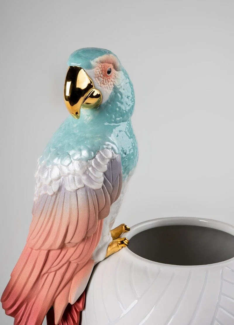LLADRO® Macaw bird vase - Ara mit Vase rot 56x29x24cm 01009686 2023