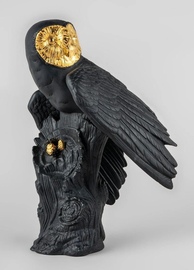 LLADRO® Figur Owl - Eule schwarz-gold 41x25x22cm 01009692 2023 limitiert