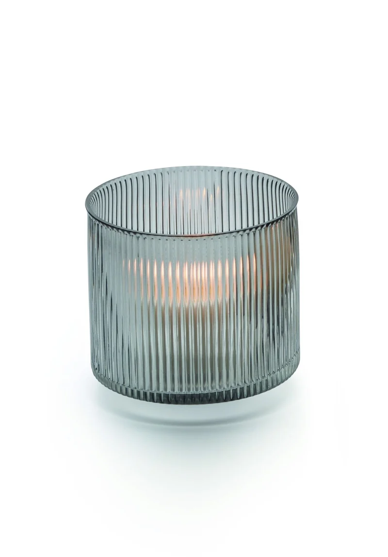 PHILIPPI 'Line Windlicht, graues Glas 14cm (d)'