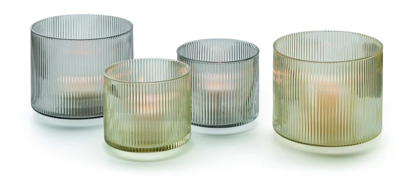PHILIPPI 'Line Windlicht, graues Glas 18cm (d)'