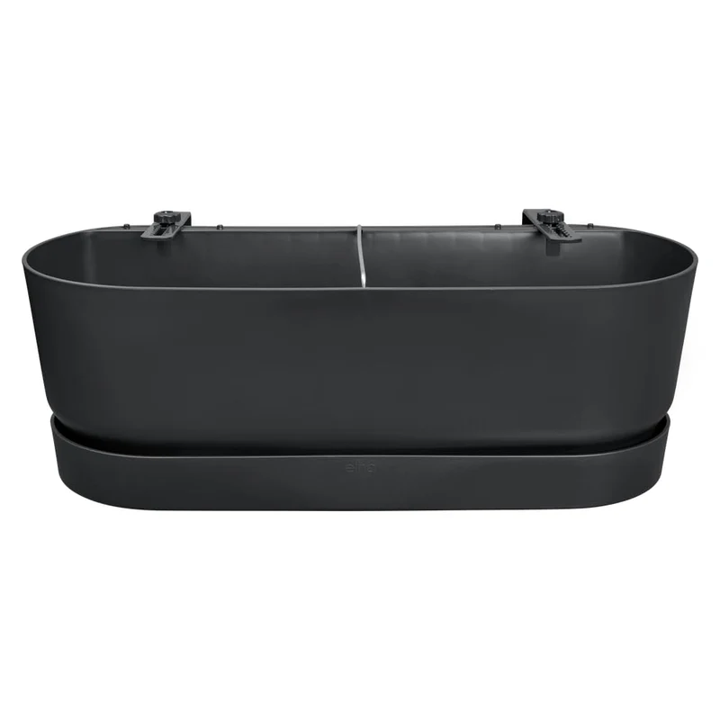 elho Greenville Easy Balcony 52 Blumentopf Balkon - Übertopf für Balkon - 100% recyceltes Plastik - Ø 52.0 x H 19.4 cm - Living Schwarz