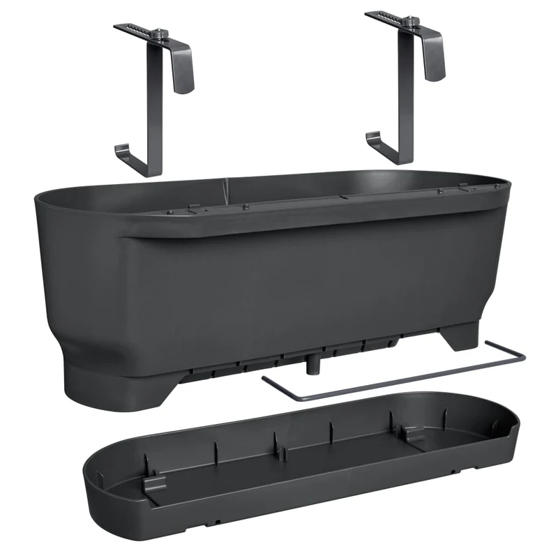 elho Greenville Easy Balcony 52 Blumentopf Balkon - Übertopf für Balkon - 100% recyceltes Plastik - Ø 52.0 x H 19.4 cm - Living Schwarz