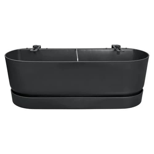 elho Greenville Easy Balcony 52 Blumentopf Balkon - Übertopf für Balkon - 100% recyceltes Plastik - Ø 52.0 x H 19.4 cm - Living Schwarz