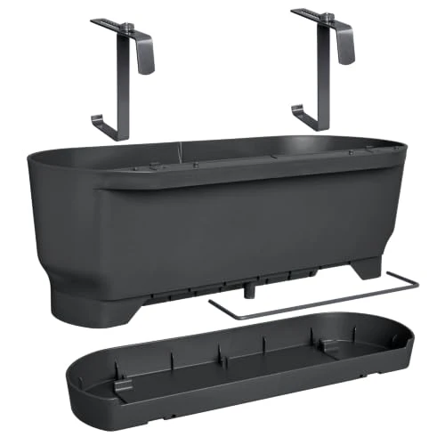 elho Greenville Easy Balcony 52 Blumentopf Balkon - Übertopf für Balkon - 100% recyceltes Plastik - Ø 52.0 x H 19.4 cm - Living Schwarz