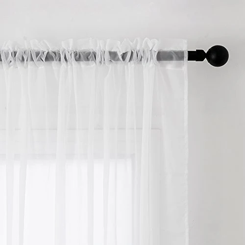 MIULEE Vorhänge Gardinen, Stangendurchzug Weiß, 2er Set 245x140cm aus Voile