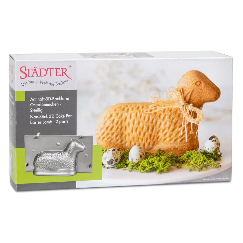Städter ' Osterlämmchen 3D-Backform 2-Teilig Metall Silber'