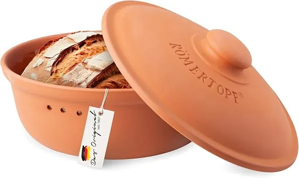 Römertopf Brottopf aus Keramik, ideal zu Brotaufbewahrung aus Ton Ø 30,0 cm