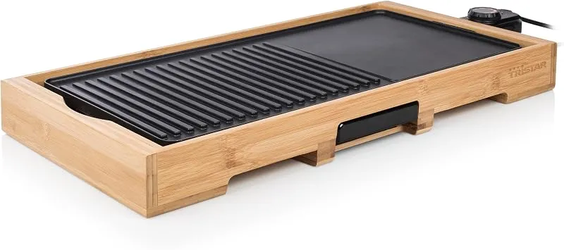 Tristar BP-2641 Bambus XL-Kombinierter Grill mit Teppanyaki-51 x 25,4 cm