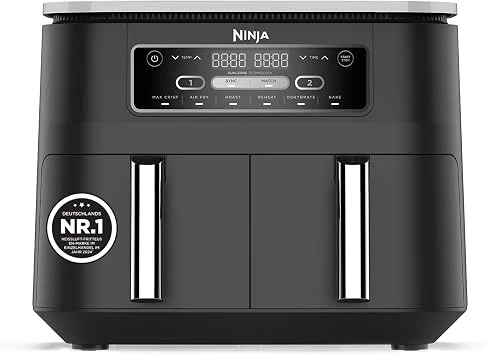 Ninja Foodi Dual Zone Digitale Heißluftfritteuse, 7,6L Airfryer, 2 Fächer