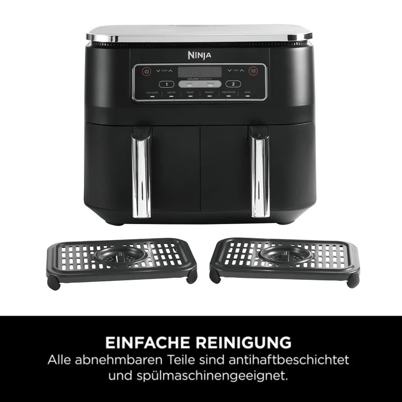 Ninja Foodi Dual Zone Digitale Heißluftfritteuse, 7,6L Airfryer, 2 Fächer