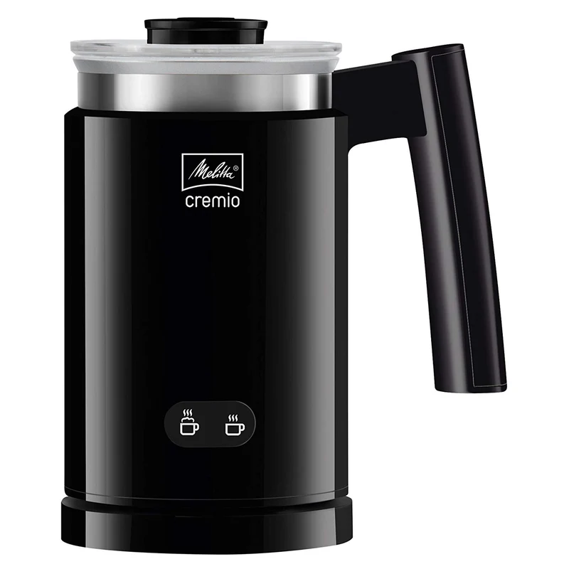 Melitta CREMIO II Milchschäumer – elektrischer Milchaufschäumer für kalte und warme Milch für z. B. Cappuccino, Latte Macchiato oder heiße Schokolade, schwarz