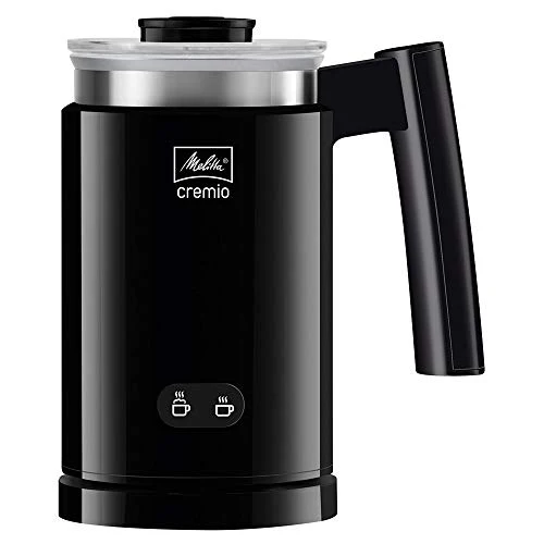 Melitta CREMIO II Milchschäumer – elektrischer Milchaufschäumer für kalte und warme Milch für z. B. Cappuccino, Latte Macchiato oder heiße Schokolade, schwarz