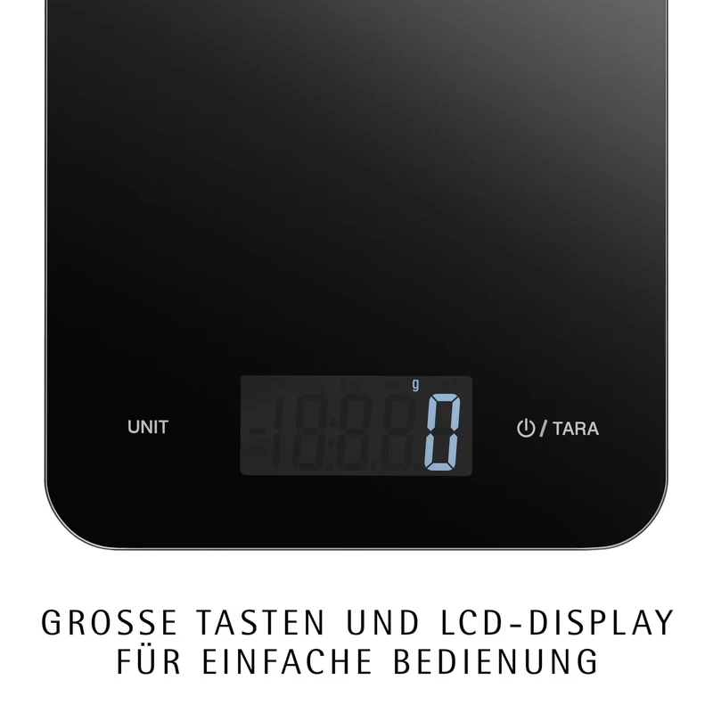 WMF Digitale Küchenwaage schwarz 23 x 15 x 2 cm, Backwaage, Haushaltswaage, Küchenwaage digital, Sicherheitsglas, grammgenau, Tara-Funktion, 5kg Maximalgewicht, schwarz