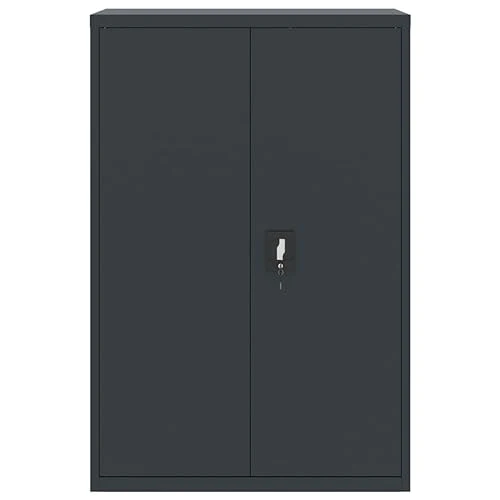 Aktenschrank Anthrazit aus pulverbeschichtetem Stahl 90x40x140 cm mit 3 Einlegeböden abschließbar für Büro, Arbeitszimmer, Homeoffice, Büromöbel zur sicheren Aktenablage und