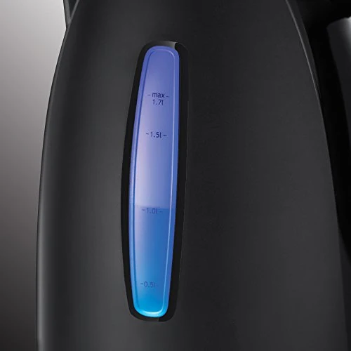 Russell Hobbs Wasserkocher Textures+, 1,7l, 2400W, LED Beleuchtung, Schnellkochfunktion, optimierte Ausgusstülle, herausnehmbarer Kalkfilter, Teekocher schwarz 22591-70 [Energieklasse A+++]