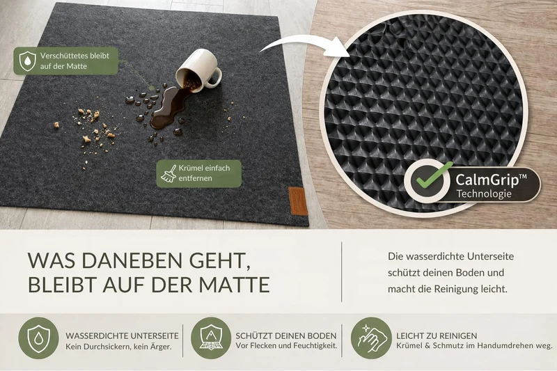 Bodenschutzmatte für Bürostuhl aus Vlies, 90x140, schützt Böden, rutschfest