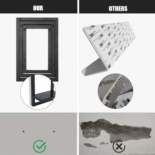 Set mit 3 Wandregalen, Schwebende Regal für die Wand Deko, Hängeregale zur Wandaufbewahrung, Quadratische Bücherregal Wand, Wandregal Holz Hängeregal für Schlafzimmer, Wohnzimmer, Schwarz