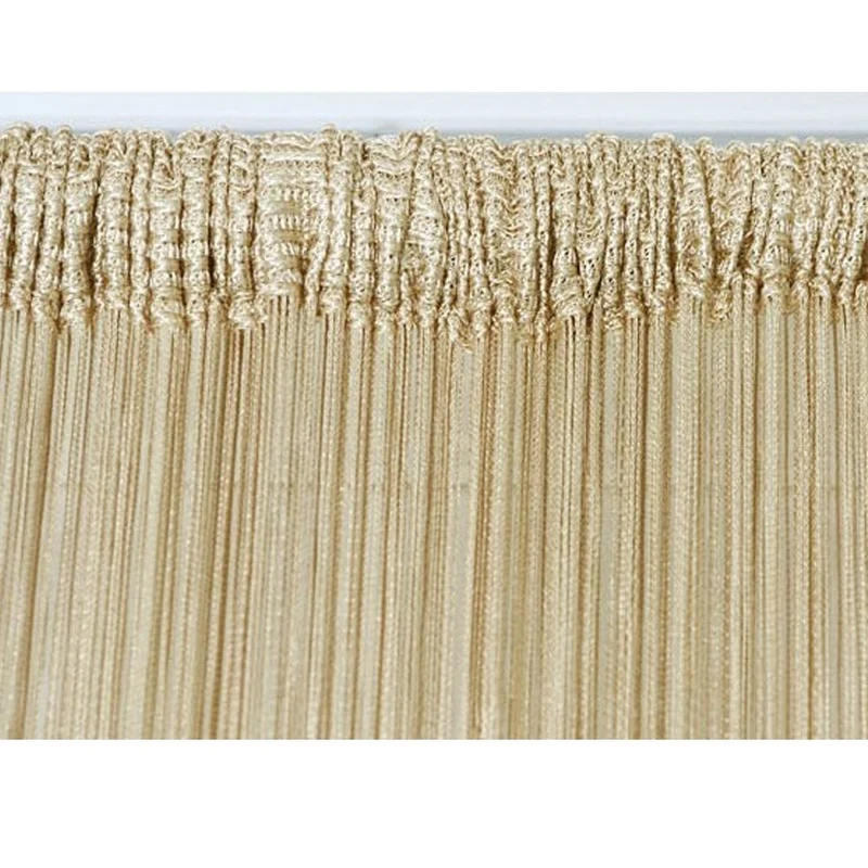 Tür-Vorhang / Wandpaneel mit Fransen, für Fenster, Zuhause, Terrasse, Schlafzimmer, Hochzeit, Restaurant idealer Raumteiler, dekorative Quaste, Polyester, champagnerfarben, 100_x_200_cm