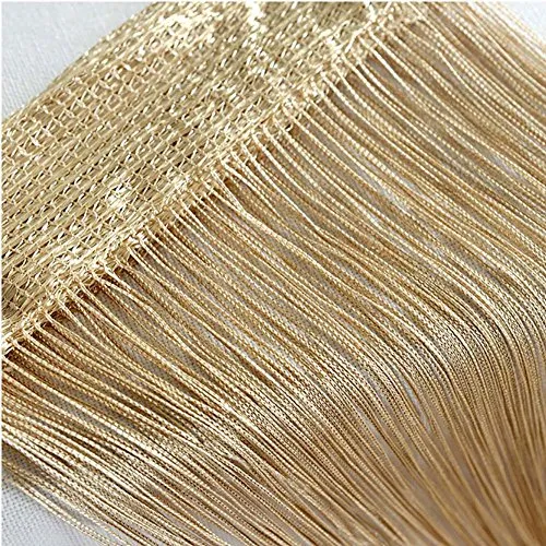 Tür-Vorhang / Wandpaneel mit Fransen, für Fenster, Zuhause, Terrasse, Schlafzimmer, Hochzeit, Restaurant idealer Raumteiler, dekorative Quaste, Polyester, champagnerfarben, 100_x_200_cm