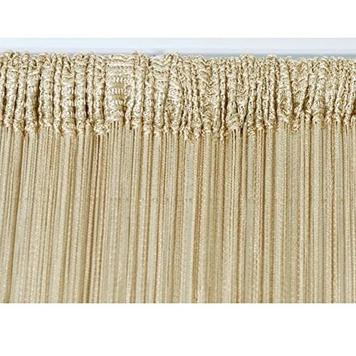 Tür-Vorhang / Wandpaneel mit Fransen, für Fenster, Zuhause, Terrasse, Schlafzimmer, Hochzeit, Restaurant idealer Raumteiler, dekorative Quaste, Polyester, champagnerfarben, 100_x_200_cm