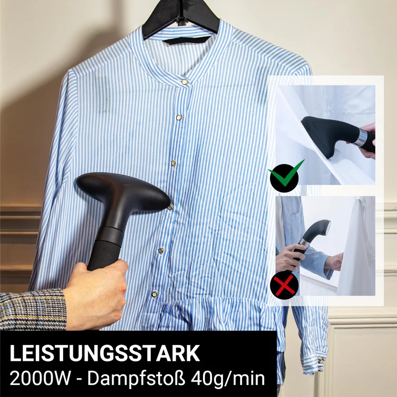 SteamOne Vertikaler Steamer Dampfglätter Schwarz 2000W - 3,5L Profi